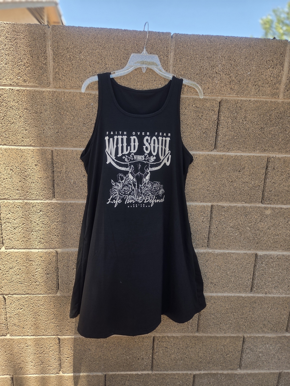 Black "Wild Soul" Graphic Tank Dress